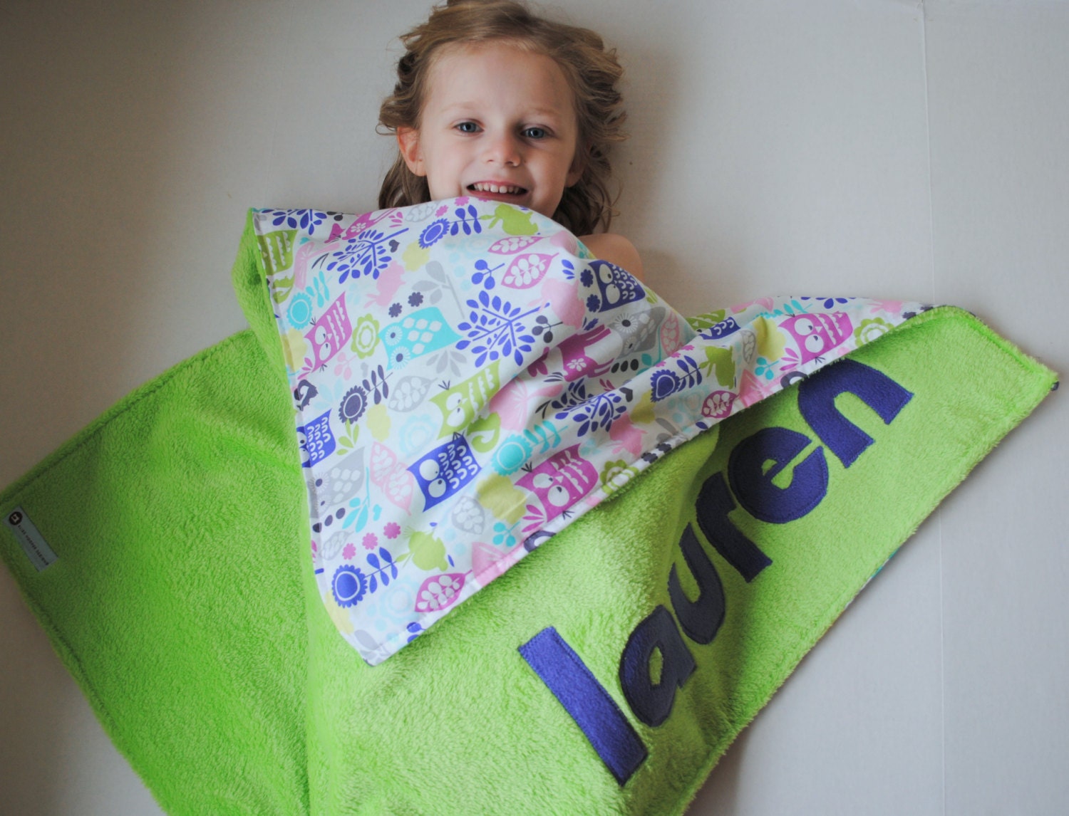 Personalized Baby Blanket in Woodland Story in Lime