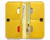 Leather Fold Wallet in Chartreuse Yellow