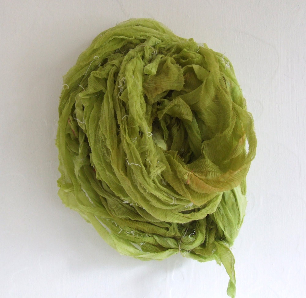 Tattered Silk Chiffon Ribbon - handyed - 10 yds