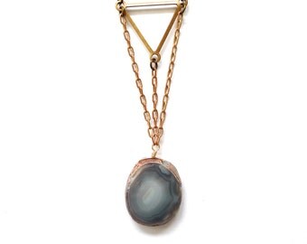 Botswana agate and triangle necklace