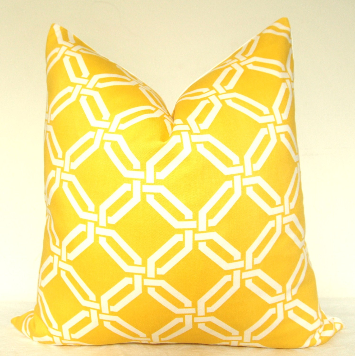 Pillow Cover - Decorative Pillow - Throw Pillow - Sofa Pillow - Taupe - Trellis - Fretwork - Lattice - 20x20 in - Yellow