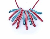 Statement Coral necklace burgundy and blue