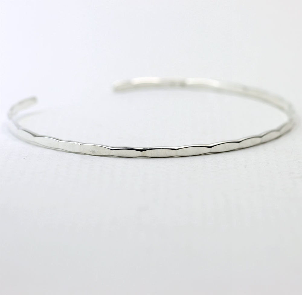 Thin Ophelia Cuff, sterling silver, custom size, handmade stacking cuff by lotusstone on etsy