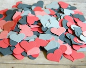 200 Wedding Baby Shower Corals Gray Dark Grey Fancy Hearts Confetti Party Table Dressing Decorations