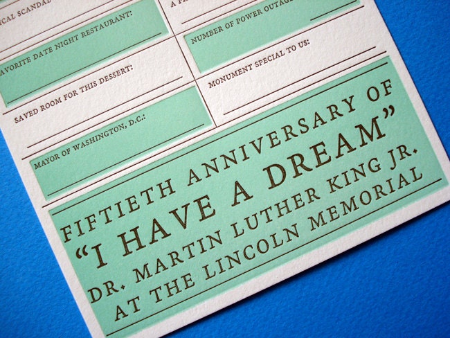 Washington D.C. Wedding 2013 The Year We Said 'I Do' Letterpress Card