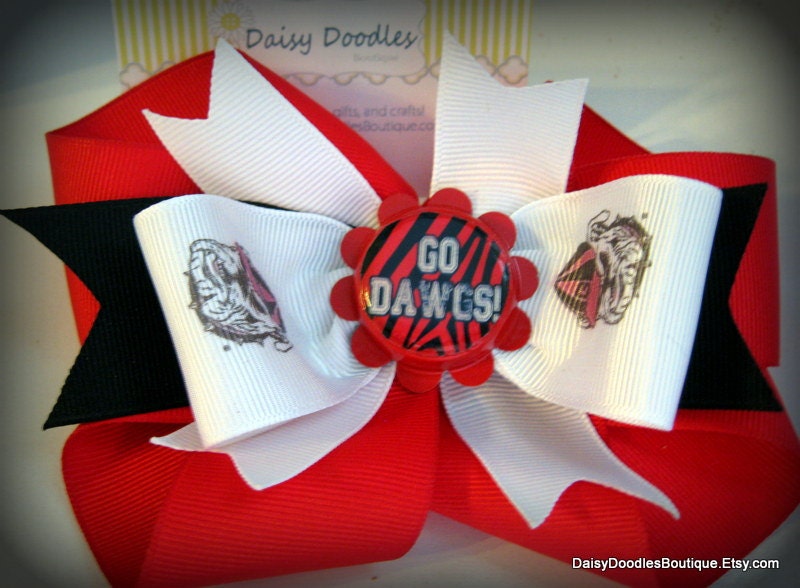 University of Georgia Bulldogs football bottle cap hair bow