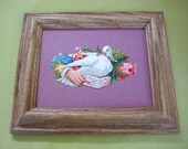 White Dove Die Cut  Antique Victorian Calling Card Framed