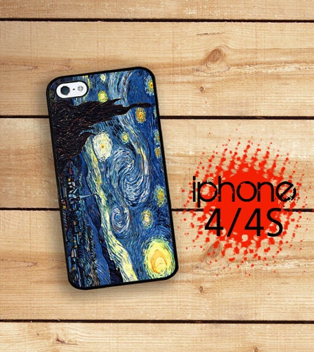 iPhone Case Starry Starry Night  / Hard Case For iPhone 4 and iPhone 4S  Rubber Trim