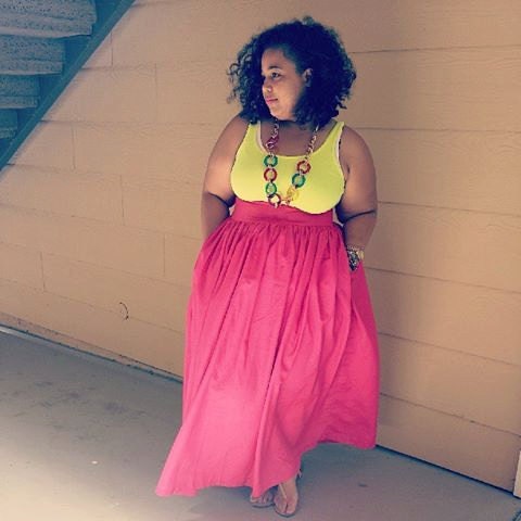 JIBRI Plus Size High Waist Flare Skirt Maxi Length