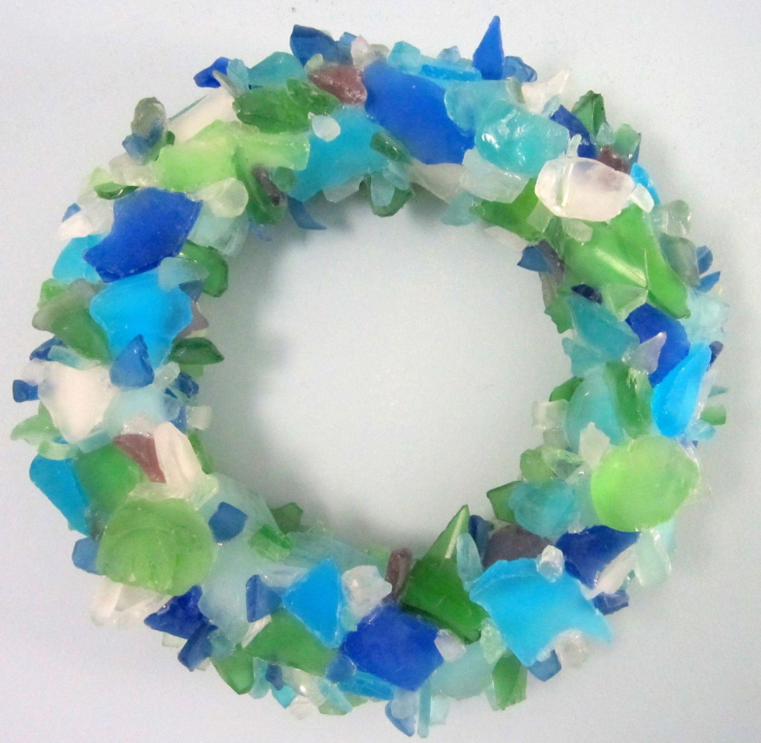Beach Decor Sea Glass Wreath - Beach Glass Wreath, Bright Mix OR Choose Your Colors