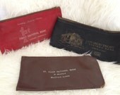 Vintage Bank Bags - Change Purse - Zipper pouch - Advertising - Bank
