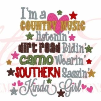 Funny Baby Embroidered Onesie Girl 0-3M to 24M I'm A Country Music Listenin Dirt Road Ridin Camo Wearin Southern Sassin Kinda Gal SOT