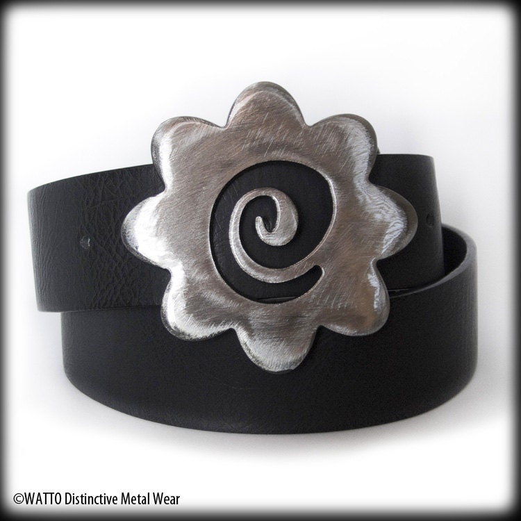 Spiral Flower Metal Belt Buckle by WATTO Distinctive Metal Wear