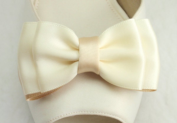 Ivory and Beige Bow Shoe clips for any occasions- many colors available, with gift box