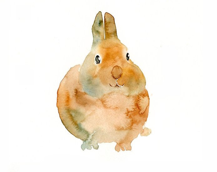 BUNNY Original watercolor painting 10X8inch
