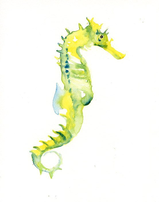 SEAHORSE Original watercolor painting 8x10inch(Vertical orientation)