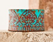 Turquoise Jewelry / Leather Cuff - Bracelet - Wristband - Southwest - Southwestern - Accessories - SALE