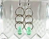 Mint Green Lampwork Bead Ladder Drop Earrings
