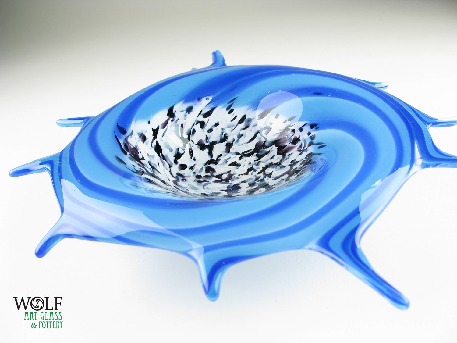 Cobalt Blue Morning Glory Blown Glass Wall Art Glass Sculpture