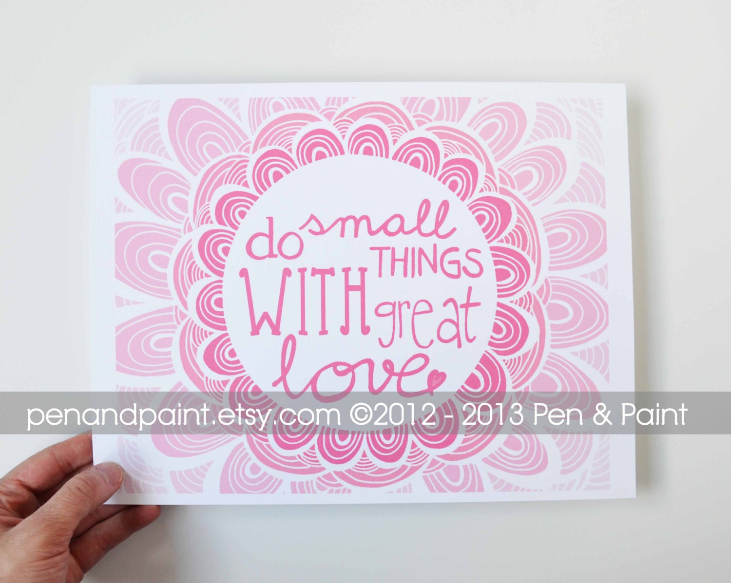 Nursery Art, Girls Room, Pink Ombre, Mother Teresa, Do Small Things With Great Love, Inspiring Quote 8 x 10 Art Print