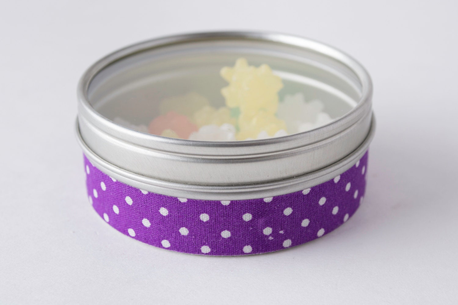 Fabric Deco Deep Purple with White Polka Dots- Scrapbook Embellish Decorate - Colorful and Fun - Single Roll No. F120