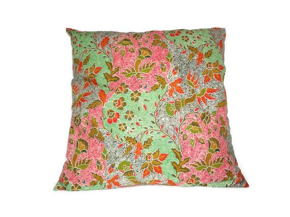 Indonesian Batik, 18" x 18", Pillow Cover, Green