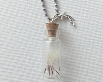 Wishing Star Dandelion Seeds in A Bottle Necklace