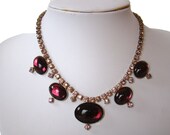 Vintage 50s Purple Cabochon Rhinestone Necklace