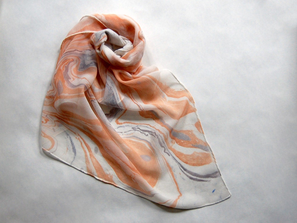 Marbled Silk Chiffon Scarf iv