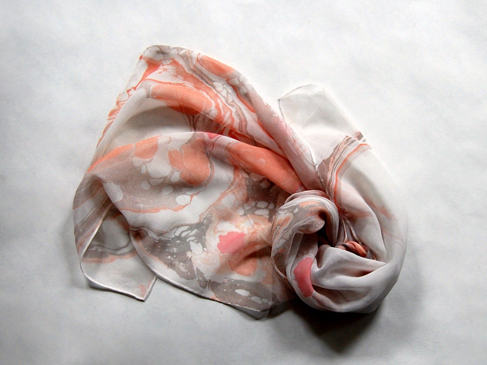 Marbled Silk Chiffon Scarf vi