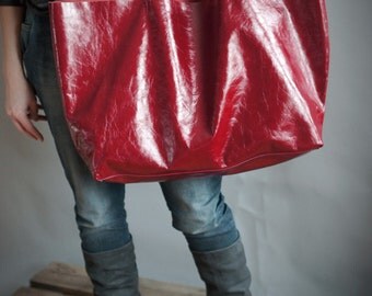 Red  Oversized Tote Bag, every day tote bag SALE