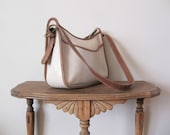 large leather coach bag / cream and tan leather hobo bag