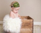 Shades of GREEN Goose Feather Headband - Perfect Photo Prop - Hot Pink - Fits Newborns - Babies - Toddlers - Adults