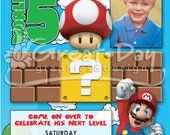 Custom Photo Super MARIO or Super LUIGI Birthday Party Invitation