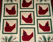 Finished & Quilted Hand-made Quilt  Cardinal Winter's Harmony