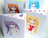 Anime cards Four Seasons Japanese girls ACEO  4.25" x  5.5" cards