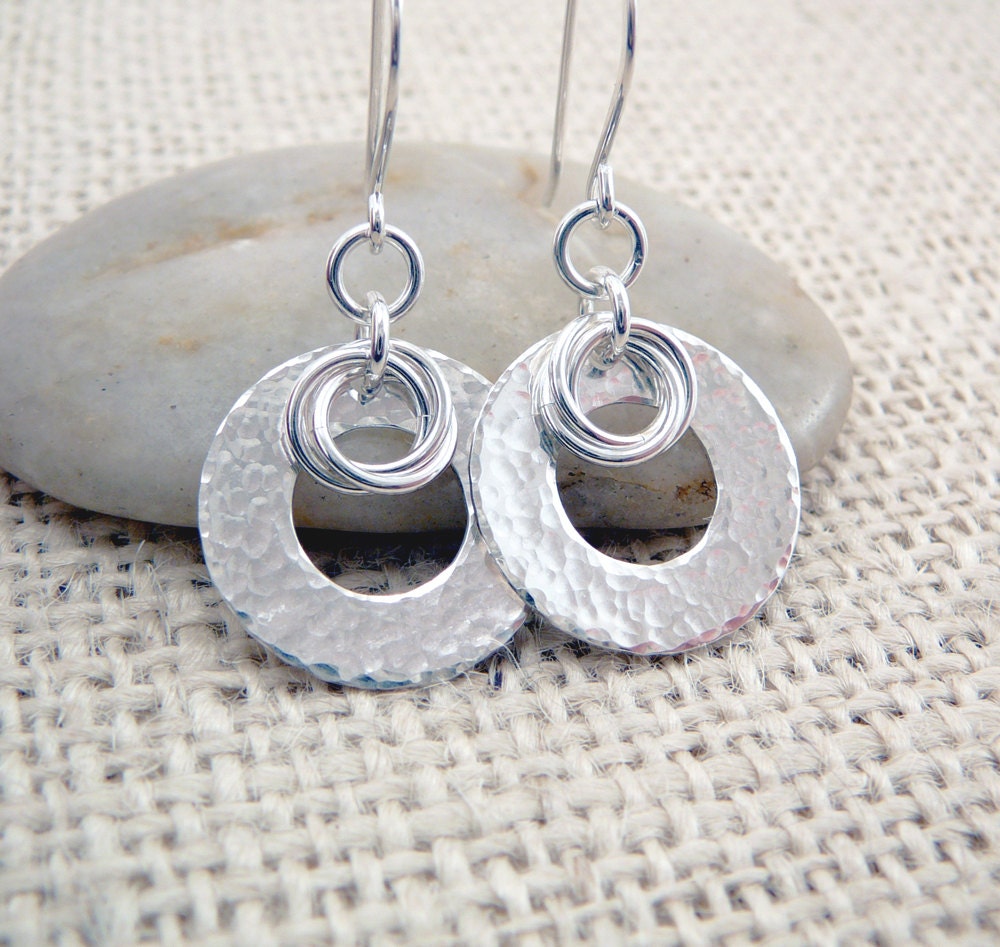 Hammered Silver Earrings - Sterling Silver Earrings - Sterling Washer Earrings