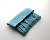 Clutch, Fold Over, pouch, handbag - Delicada Fold Over Clutch in Light Blue Linen