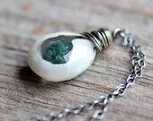Moss Green Solar Quartz Wire Wrapped on Sterling Silver - Kodiak - Terrarium Woodland Summer Fashion
