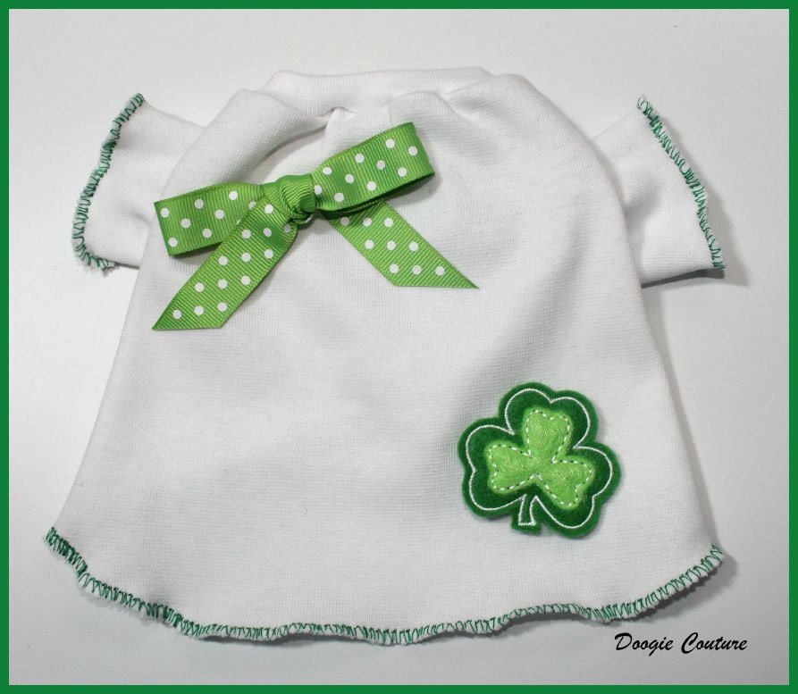 Lucky Shamrock Saint Patricks Day Dog TShirt Clothes Size XXXS through Large by Doogie Couture New for 2013