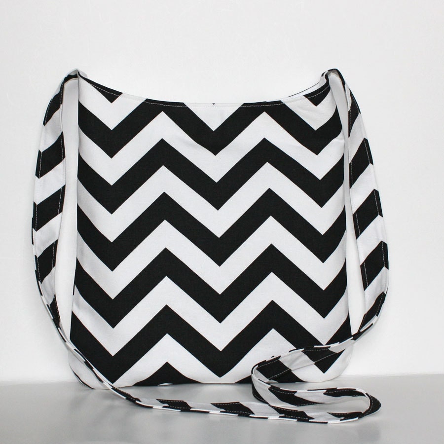 Simple Black White Chevron Crossbody bag