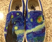 Ready to ship -- size 11 mens, 12.5 womens -- Van Gogh Starry Night shoes