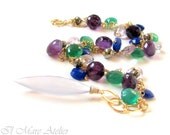 Amethyst, Lapis Lazuli, Onyx, Pyrite bracelet in gold - Plumage