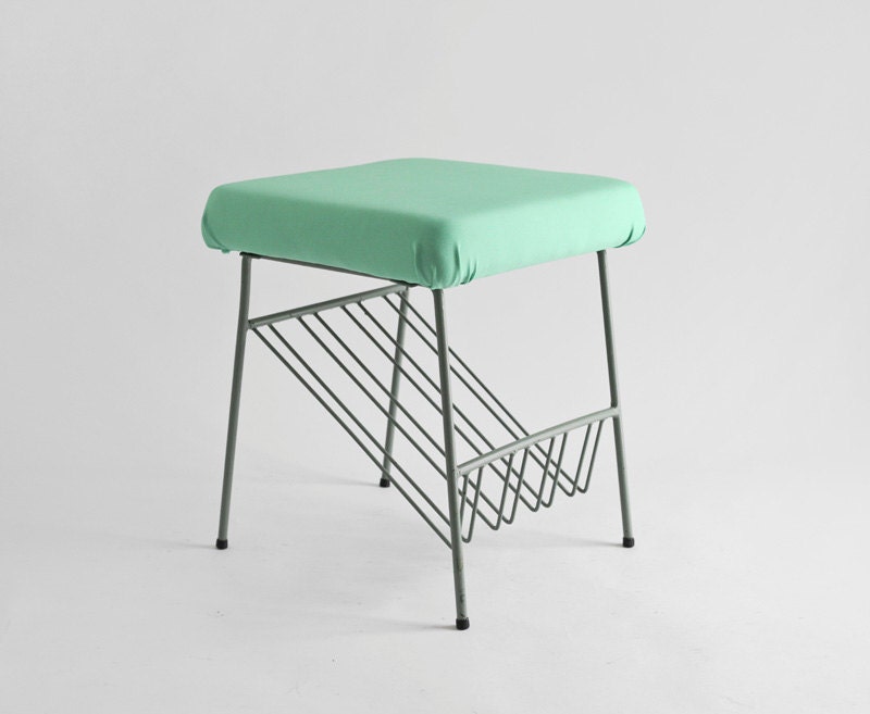 Vintage Mid Century Footstool - Ottoman, Bench, Stool, Magazine