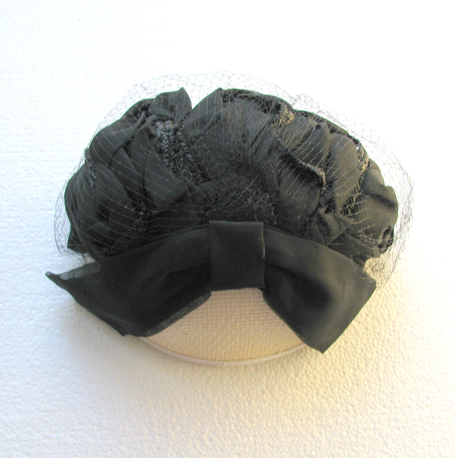 Vintage 40s Cocktail Hat / 1940s Hat / Black Hat / Party Hat / Audrey Hepburn / Union Made Hat / 40s Hat / Forties Hat