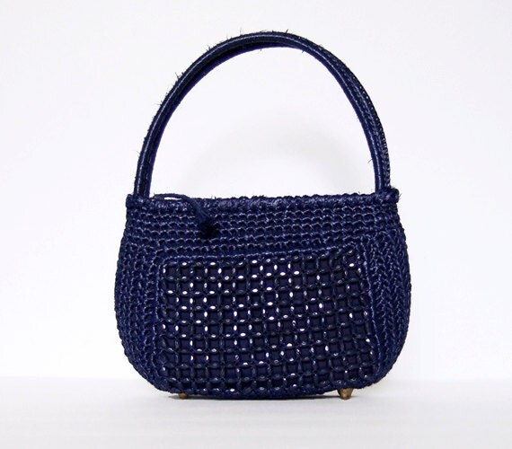 Navy Blue Purse Beaded Raffia Handbag Vintage 70s Small Woven Purse ... Navy Blue Purse Beaded Raffia Handbag Vintage 70s Small Woven Purse ...