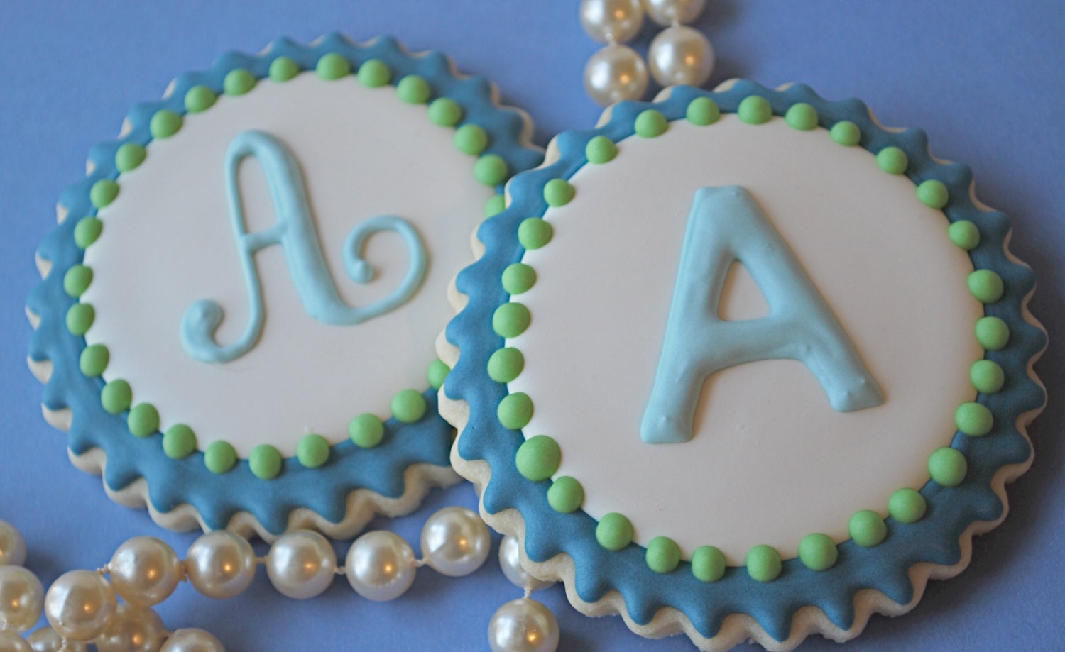 Preppy Single Script Monogram Decorated Sugar Cookies (12)