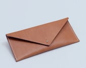 Hand Stitched Leather Travel Envelope/Clutch in Tan