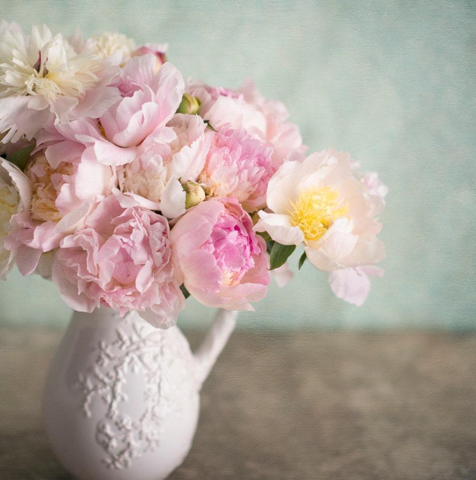 Peony Photography - French Peonies, Still Life Fine Art Photograph, Romantic Wall Decor