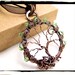 008 Antique Copper Faerie Green Crystal Wire Wrapped Tree of Life Pendant